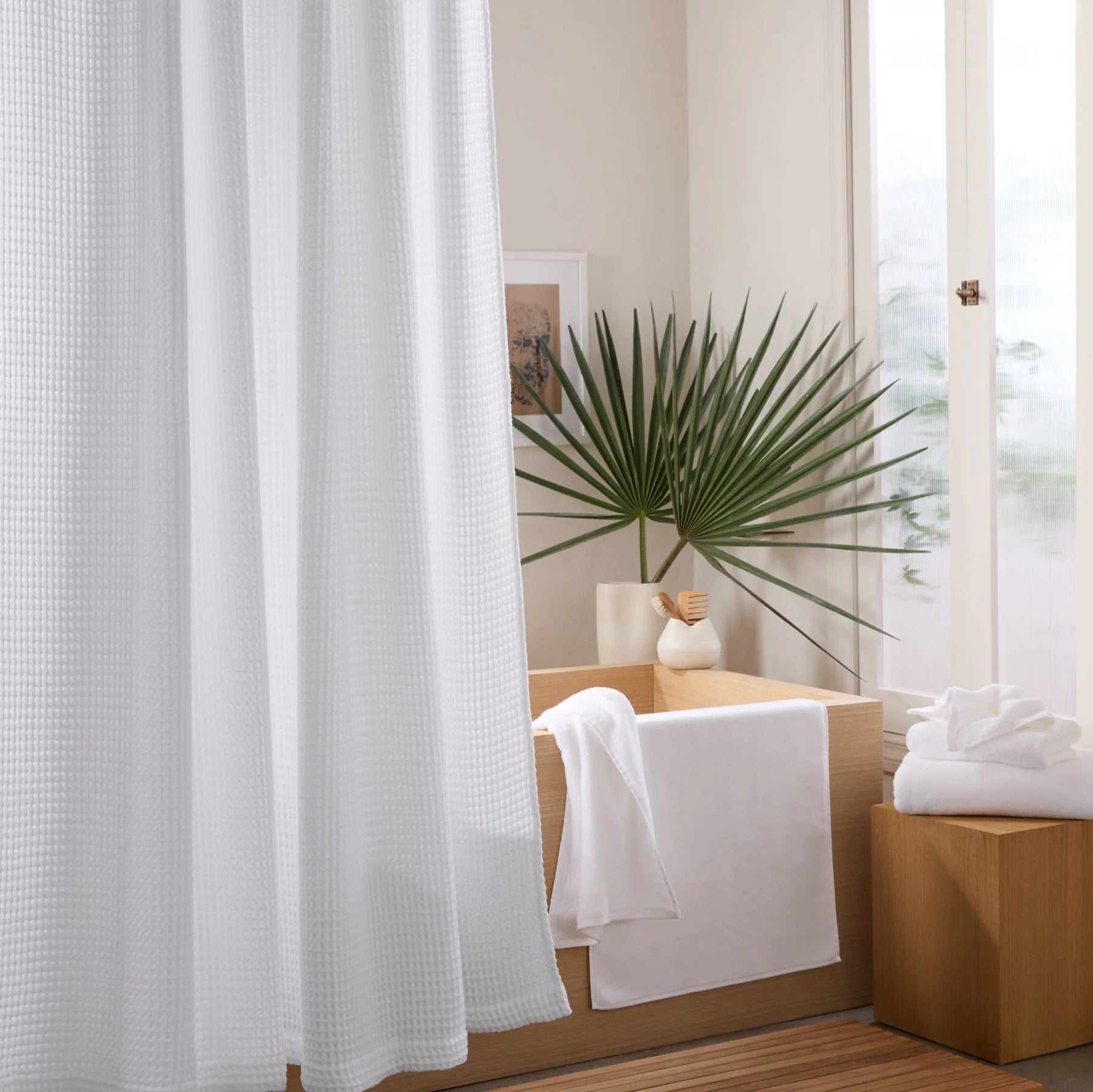 Serene® Signature Waffle Shower Curtain 2